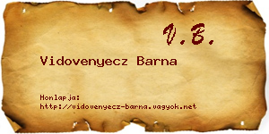 Vidovenyecz Barna névjegykártya
